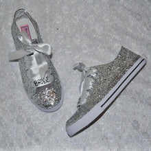 Load image into Gallery viewer, Glitter Trainers/Sneakers (Silver)
