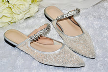 Load image into Gallery viewer, Sparkling Flat Bridal Shoes | Ivory Crystal Wedding Shoes
