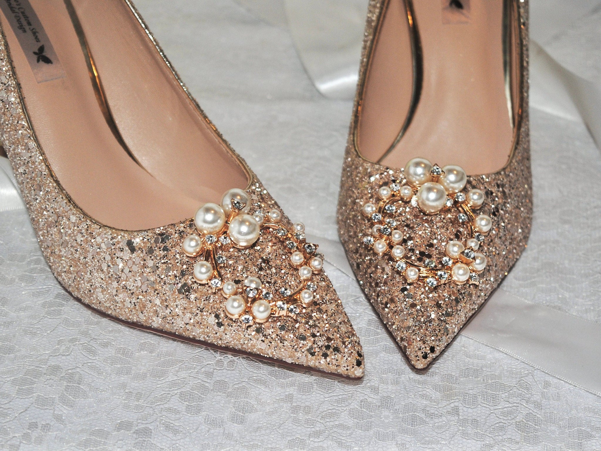 Champagne Gold Glitter Shoes Becci's Bridal Designs Champagne Gold Glitter Shoes Becci's Bridal Designs