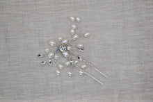 Load image into Gallery viewer, Simple Silver Pearl Bridal Hair Pin
