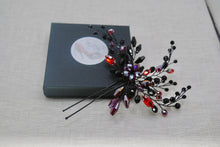 Load image into Gallery viewer, Bridal Black and Red Hair Pin
