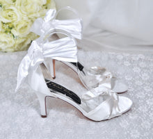 Load image into Gallery viewer, Simply Beautiful Bridal Shoes, Luxury Satin Wedding Shoes, Leg Wrap Tie
