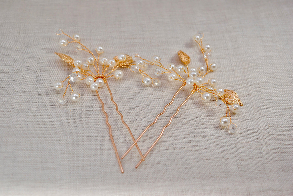 Leaf Hair Pin - Silver | Gold | Rose Gold – Becci's Bridal Designs