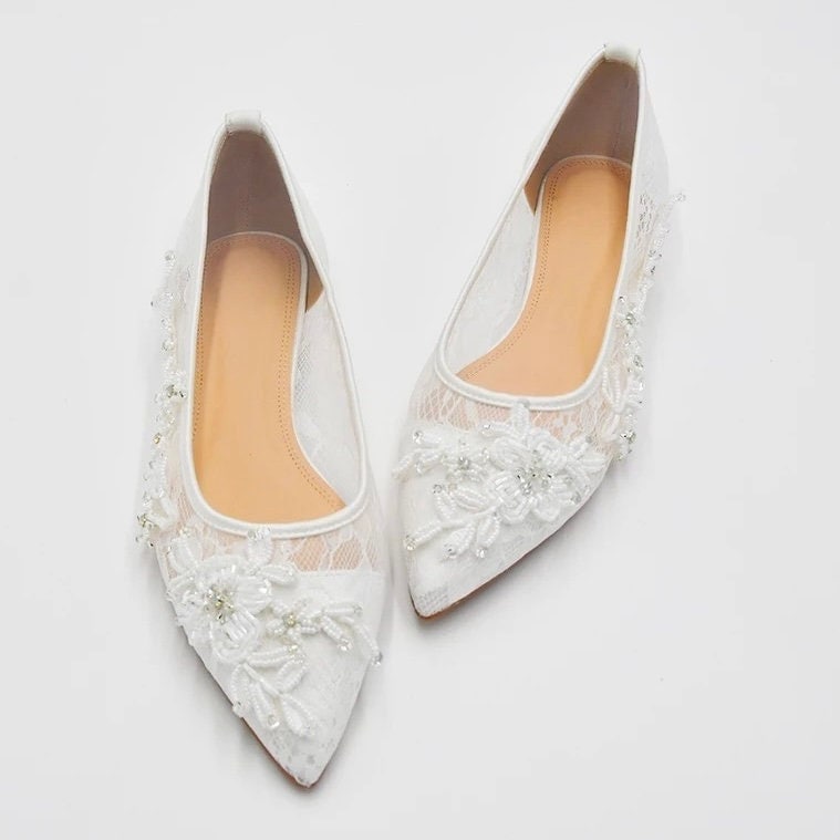 Floral Beaded Flat Bridal Shoes