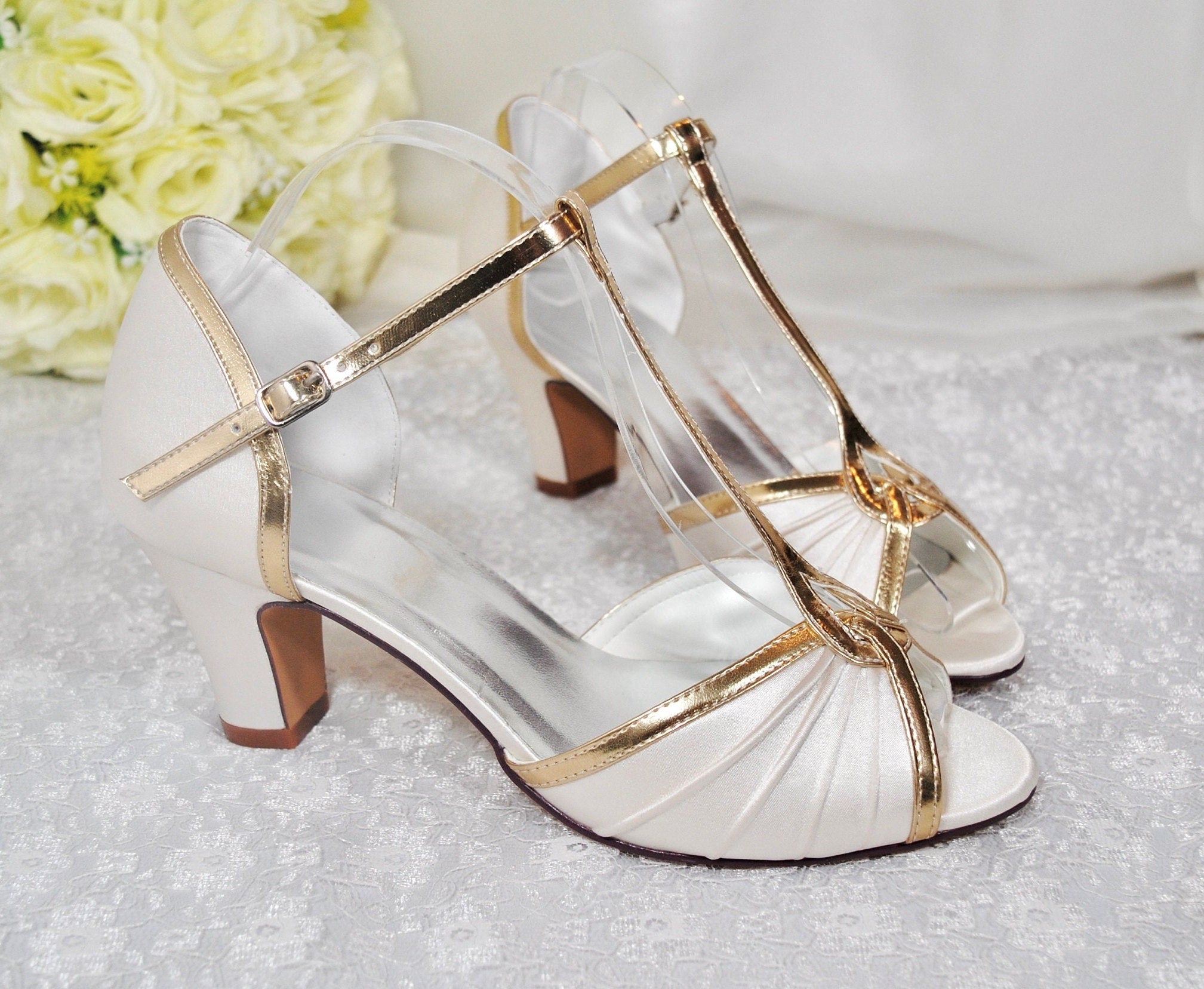 Silver block heel wedding shoes online