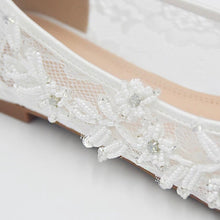 Load image into Gallery viewer, Floral Beaded Flat Bridal Shoes
