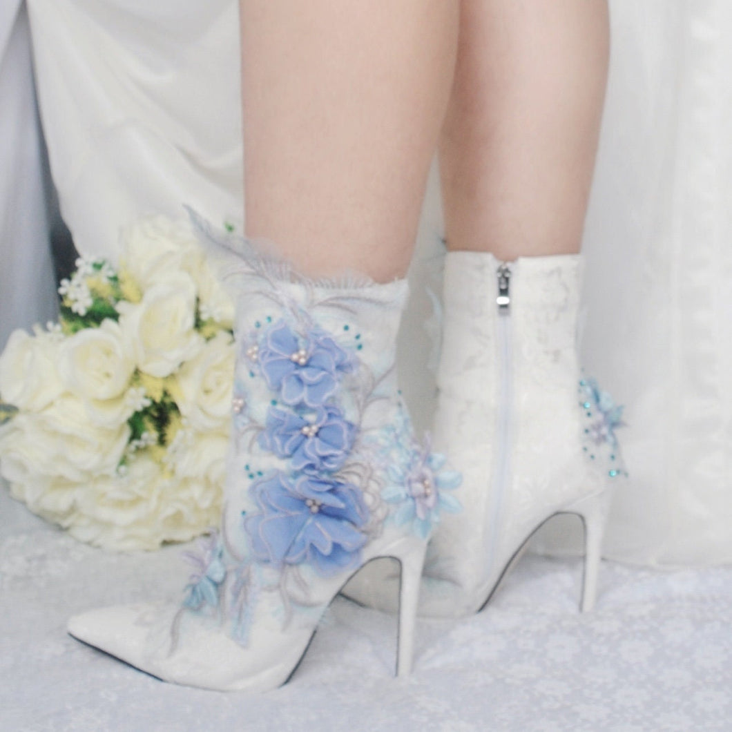 Lace Bridal Boots | Blue or Pink