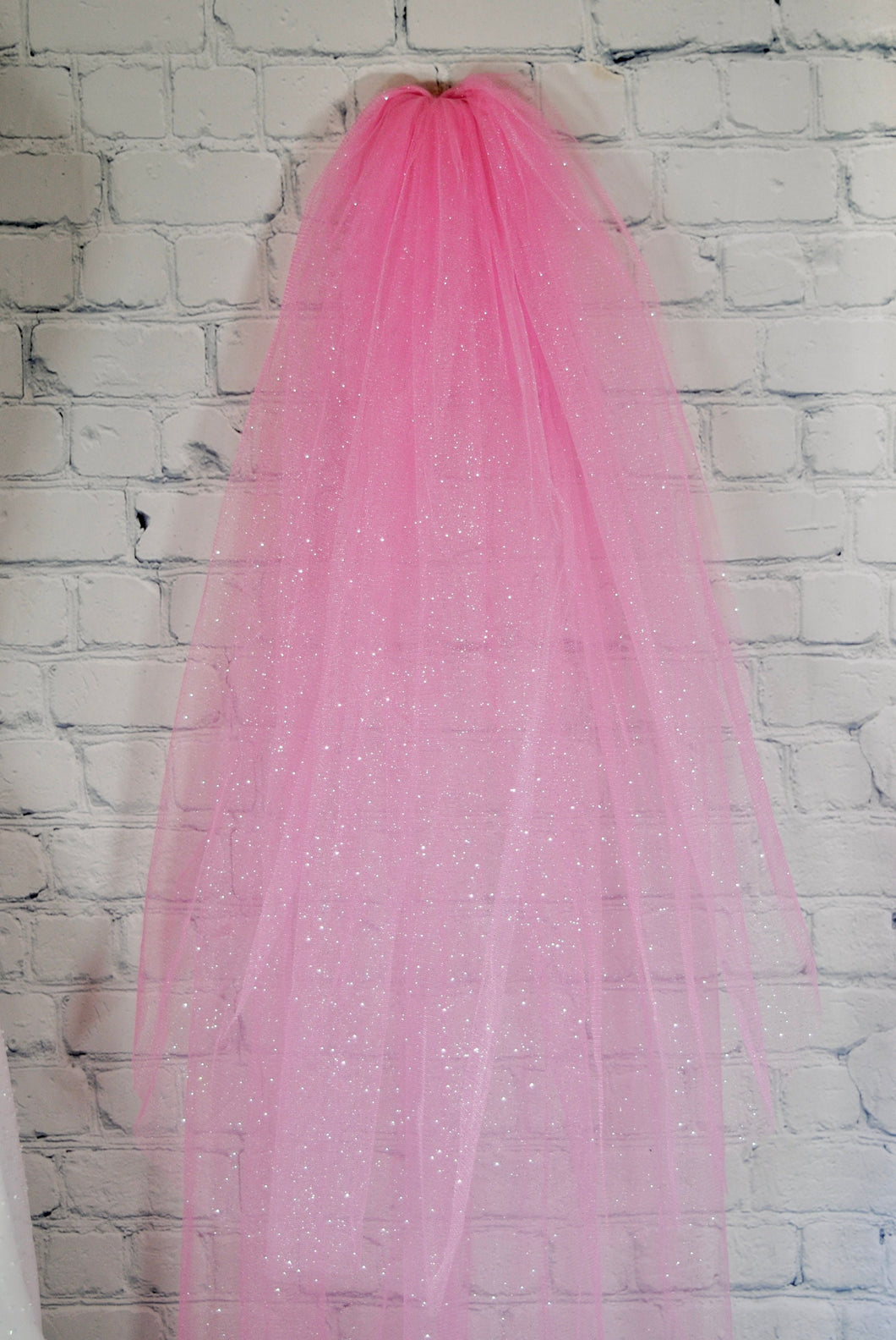 Single Tier Glitter Veil | 75cm - 500cm | Pink
