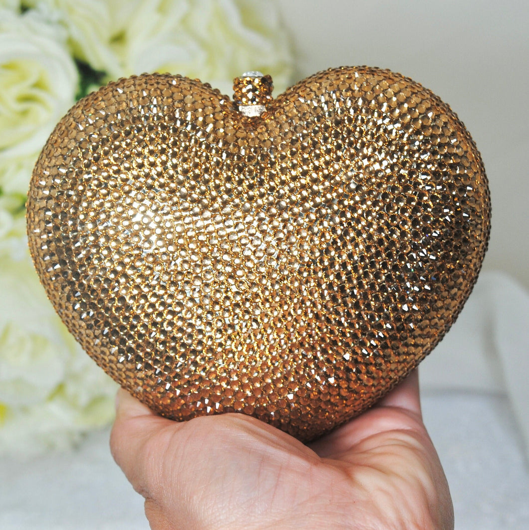 Crystal Heart Bag (Gold)
