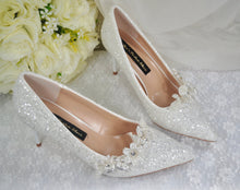 Load image into Gallery viewer, Floral Glitter Wedding Shoes | 7cm or 9.5cm Heel
