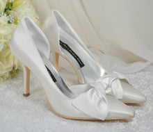 Load image into Gallery viewer, Ivory Satin Sash Fronted Bridal Shoe
