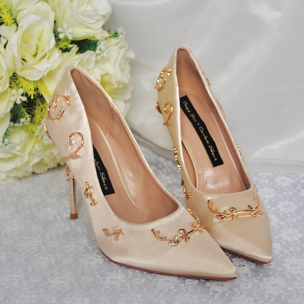 Gold Bridal Shoes, Filigree Wedding Shoes