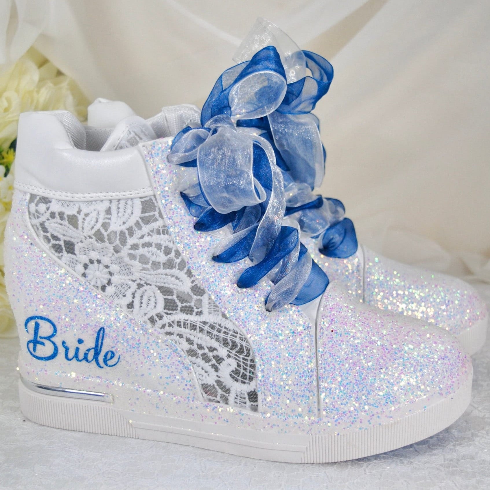 Glitter Wedge Wedding Trainers Sneakers