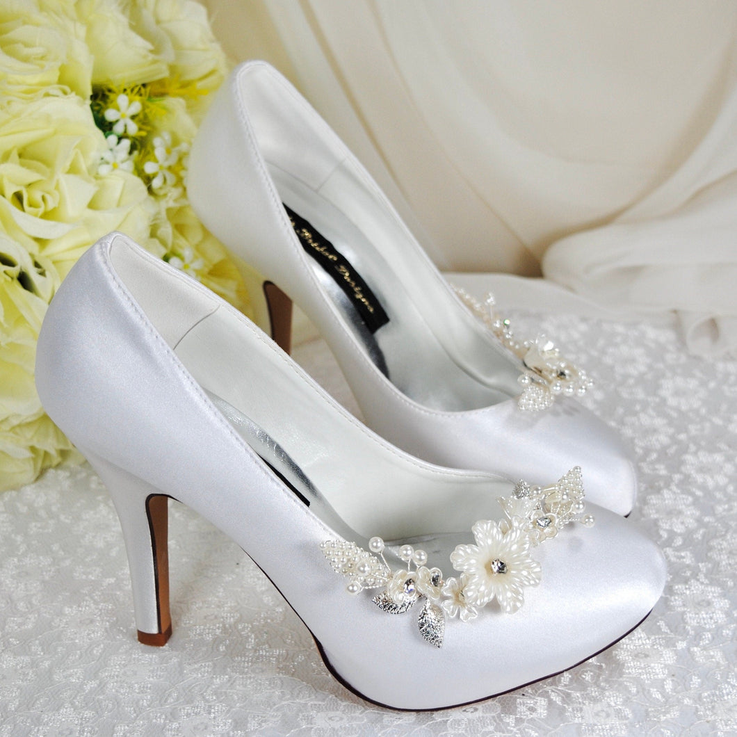Wedding Shoes with Floral Shoe Clip