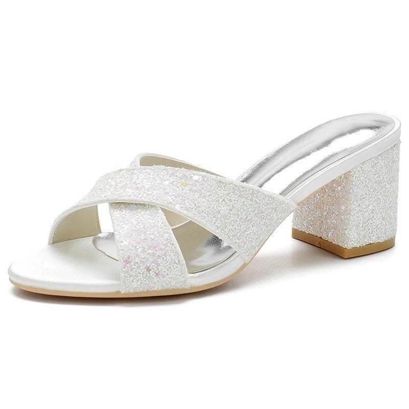 Block Heel Glitter Sandals | 6cm Heel | Other Colours