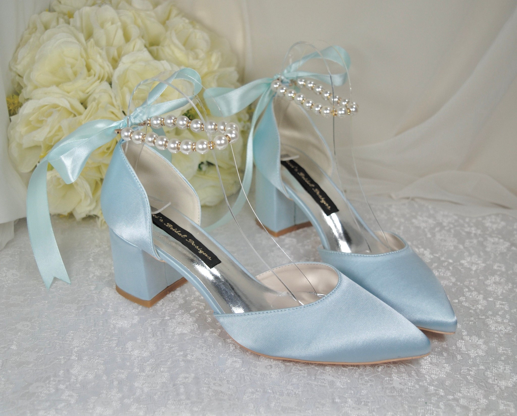 Hot blue bridal shoes low heel Store