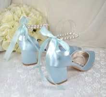 Load image into Gallery viewer, Light Blue Satin Bridal Shoes
