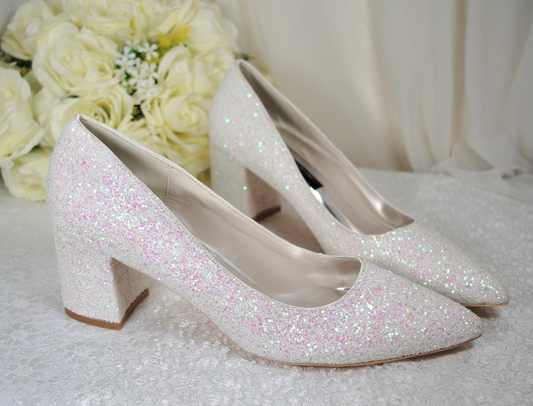 Glitter Wedding Shoes | 2 Inch Chunky Heel