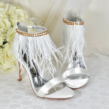 Load image into Gallery viewer, Feather &amp; Crystal Wedding Shoes | Custom Colours
