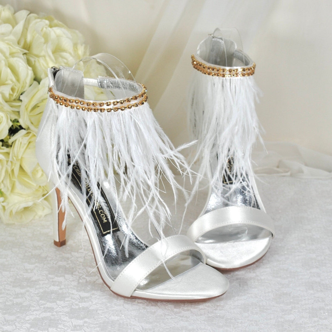 Feather & Crystal Wedding Shoes | Custom Colours