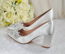 Load image into Gallery viewer, Diamanté Block Heel Bridal Shoes | 3 inch Heels
