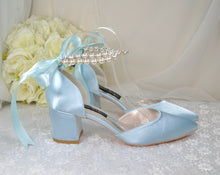 Load image into Gallery viewer, Light Blue Satin Bridal Shoes
