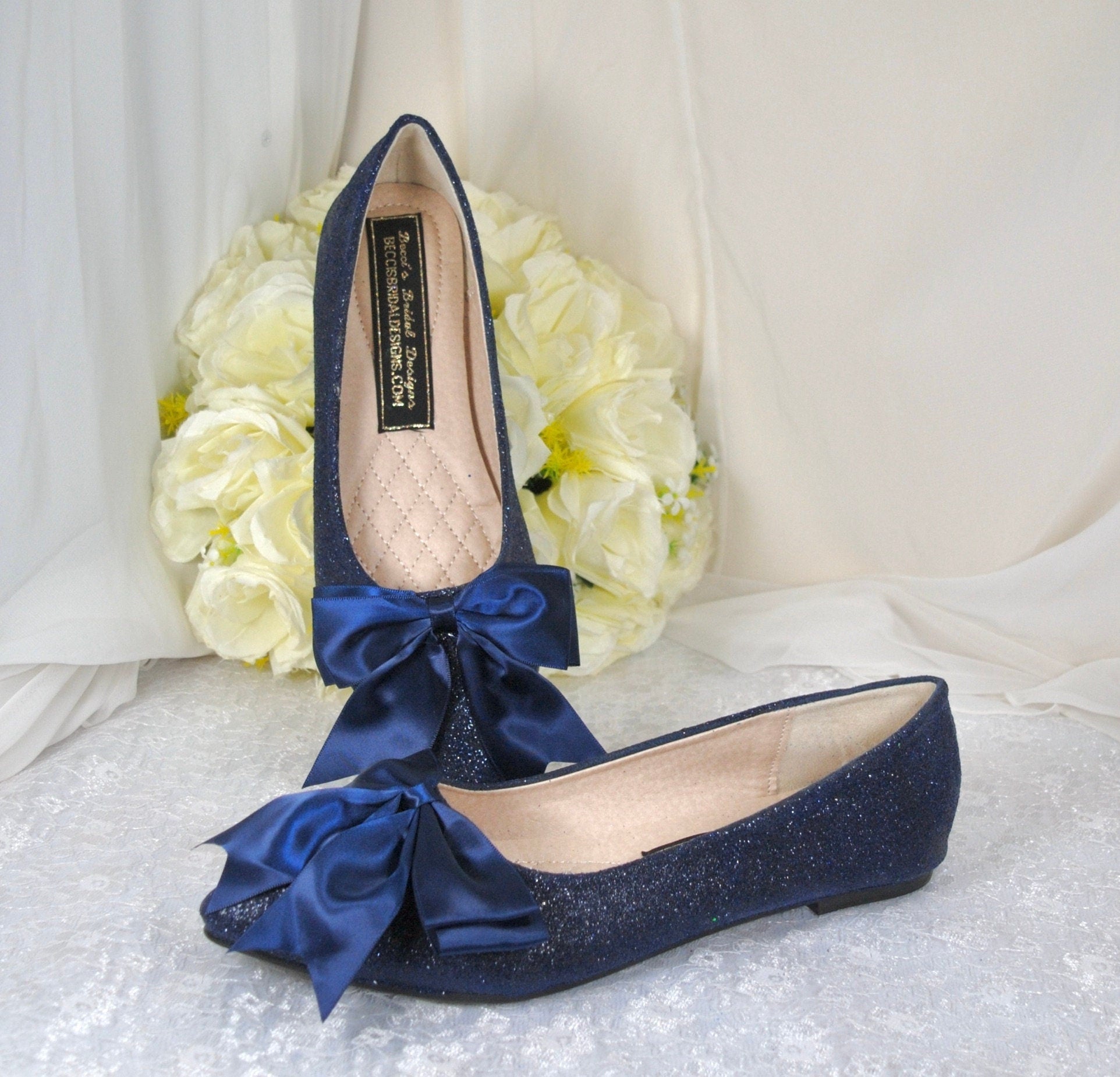 Rock Glitter Flats with Bow | Other Colours  Becci's Bridal Designs