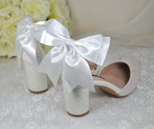 Load image into Gallery viewer, &#39;UNICORN&#39; Glitter Block Heels with Back Bow | 4cm, 7cm or 10cm Heel
