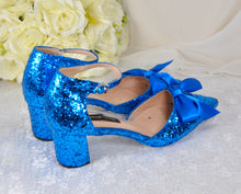 Load image into Gallery viewer, Rock Glitter Block Heel Sandals with FRONT BOW | Other Colours | 5cm or 7cm Heel
