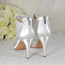 Load image into Gallery viewer, Feather &amp; Crystal Wedding Shoes | Custom Colours
