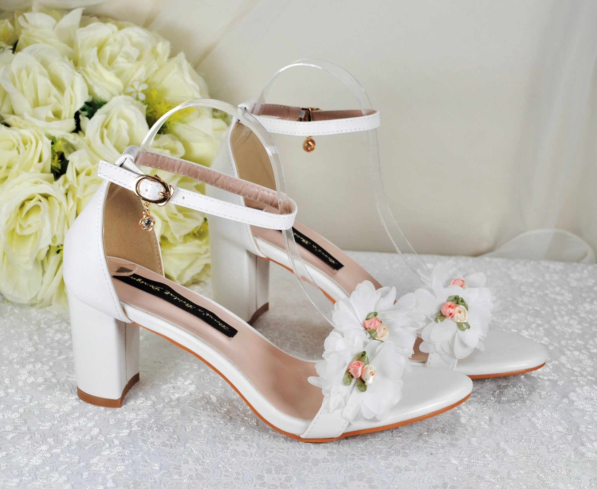 Floral block heel shoes Clearance