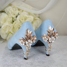 Load image into Gallery viewer, Blue Suede Wedding Shoes, ROUND TOE, &#39;Cherry Blossom&#39; | 6cm Heel
