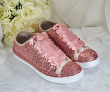 Load image into Gallery viewer, Rose Gold Glitter Trainers / Sneakers

