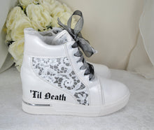 Load image into Gallery viewer, &#39;Till Death, Gothic, Alternative Bride Wedge Trainer
