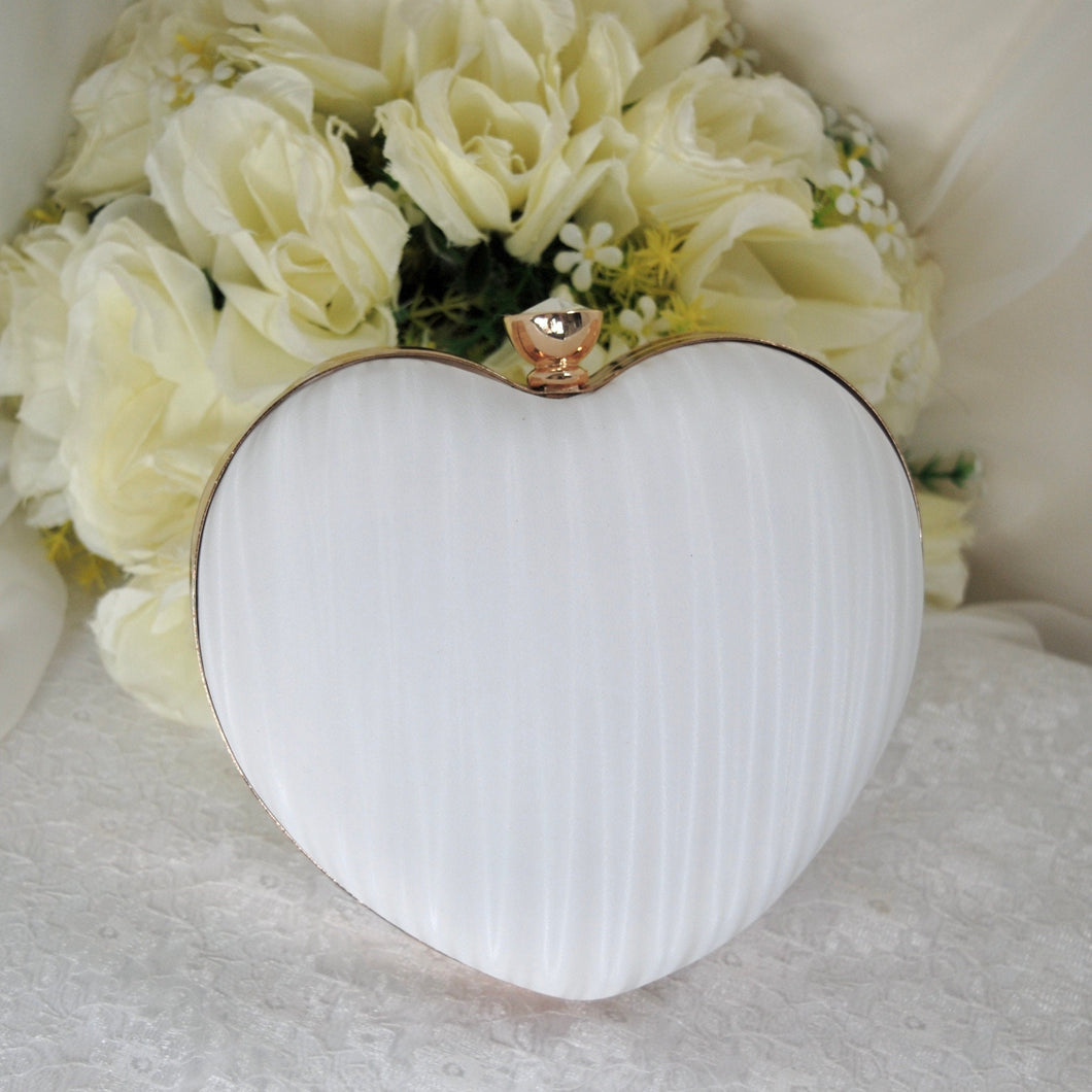 White Heart Clutch Bag