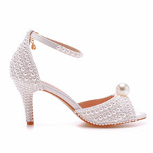 Load image into Gallery viewer, White Pearl Bridal Shoes | 10 or 7cm Heel
