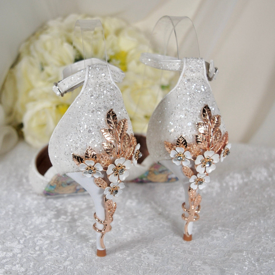Glitter Sandals with Ankle Strap and 'Cherry Blossom' | 9.5cm or 7cm Heel